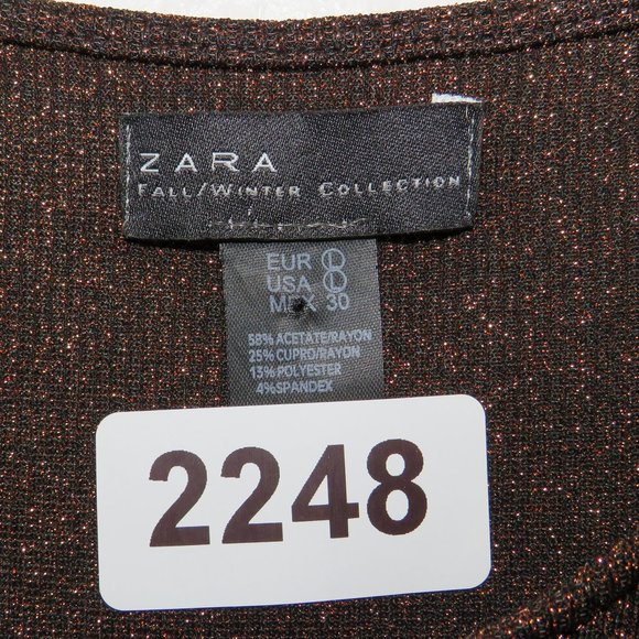 ZARA*‎ Women's Sleeveless Boatneck Straight Hem Flashy Blouse~ Size Large - Picture 3 of 9